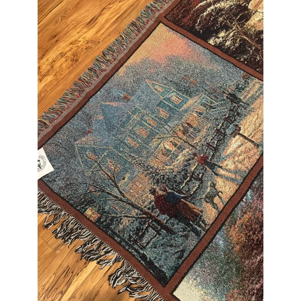 NWT‎ Thomas Kinkade Painter of Light Memorial Tapestry Throw Blanket Made in USA
